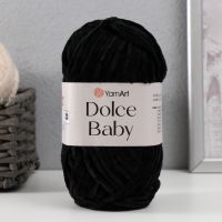 Плюшевая пряжа для вязания спицами, крючком YarnArt, Dolce Baby, 100% микрополиэстер, 85 м/50 г, (742 чёрный)