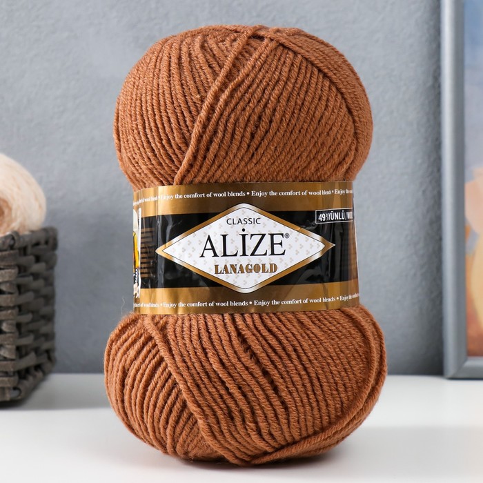 Пряжа для вязания спицами, крючком ALIZE, Lanagold, 51% акрил, 49% шерсть, 240 м/100 г, (466)