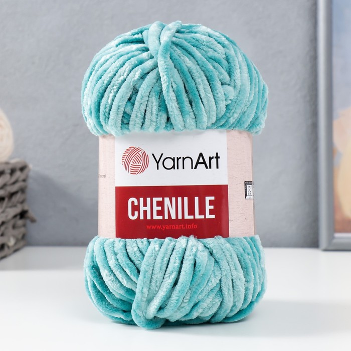 Пряжа для вязания спицами, крючком YarnArt, Chenille, 100% микрополиэстер, 90 м/100 г, (570 св. бирюзовый)