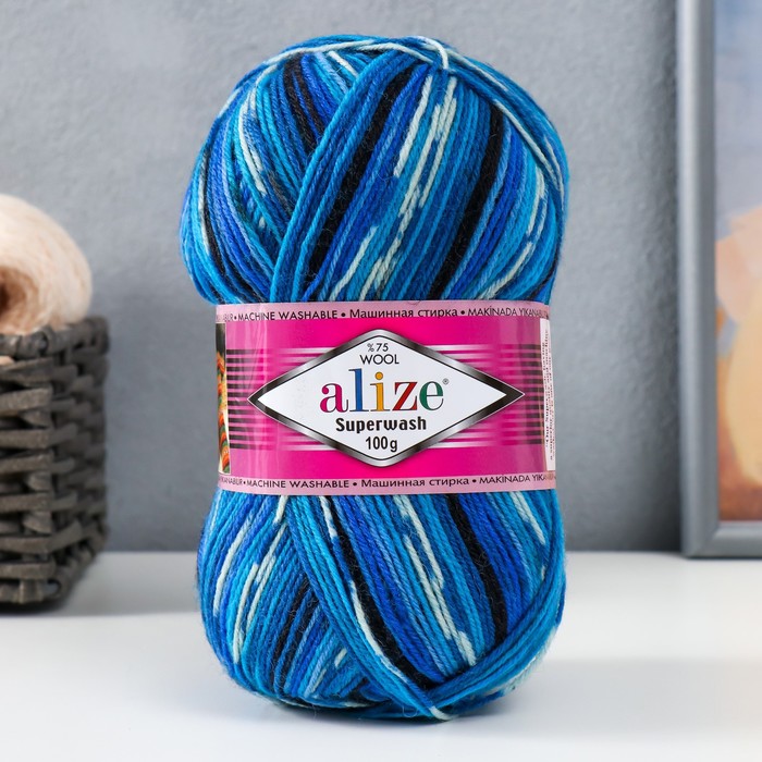 Пряжа для вязания спицами, крючком ALIZE, Superwash comfort socks, 75% шерсть, 25% полиамид, 420 м/100 г, (4446)