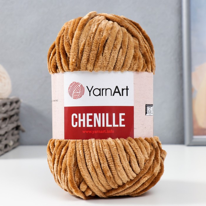 Пряжа для вязания спицами, крючком YarnArt, Chenille, 100% микрополиэстер, 90 м/100 г, (565 коричневый)