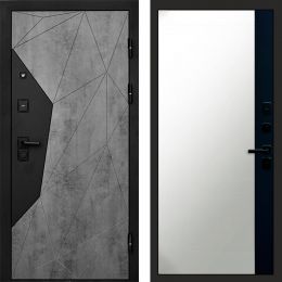 Входная дверь Termo-door Авангард Бетон - Широкое Зеркало Фацет Черный кварц