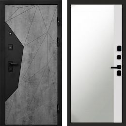 Входная дверь Termo-door Авангард Бетон - Широкое Зеркало Фацет Белый софт