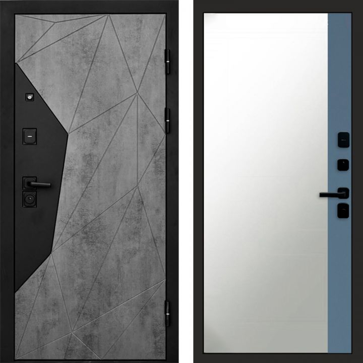 Входная дверь Termo-door Авангард Бетон - Широкое Зеркало Фацет Грей софт