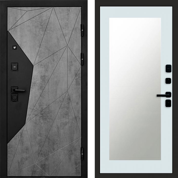 Входная дверь Termo-door Авангард Бетон - Зеркало триумф Белый софт