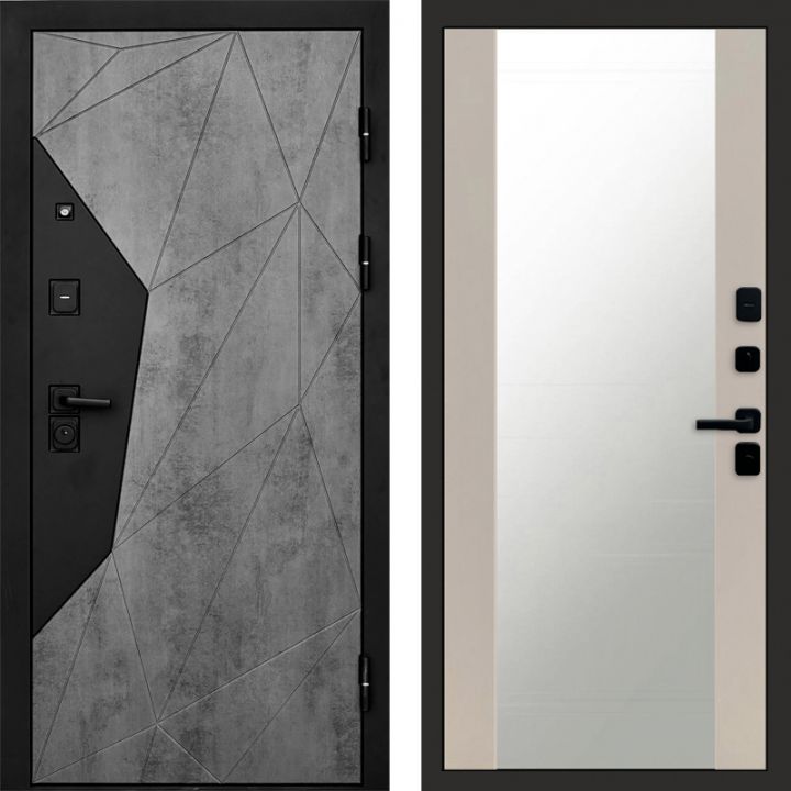 Входная дверь Termo-door Авангард Бетон - Зеркало Слоновая кость