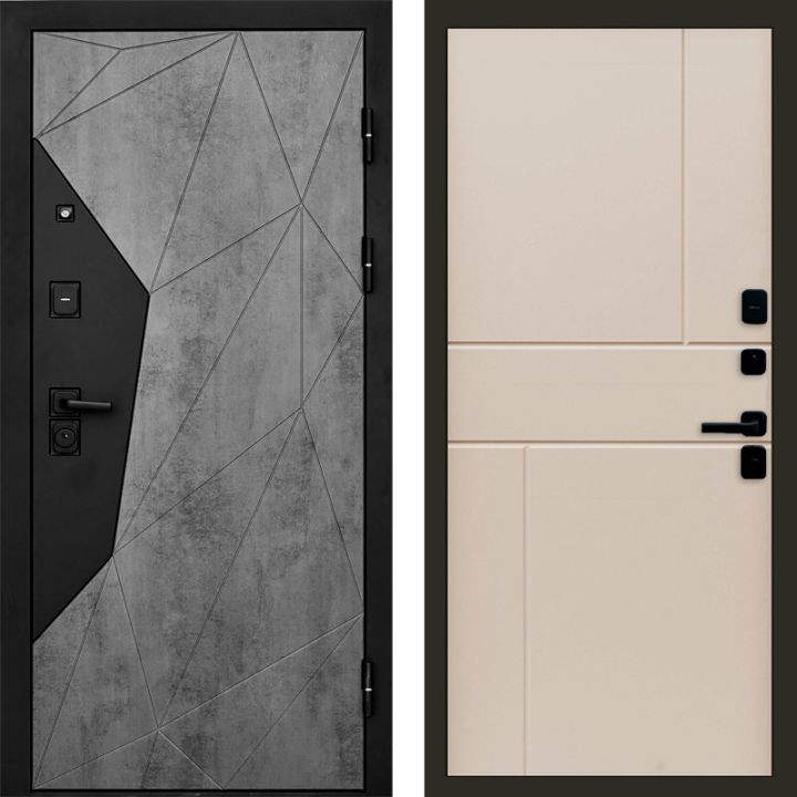 Входная дверь Termo-door Авангард Бетон - Горизонт Слоновая кость