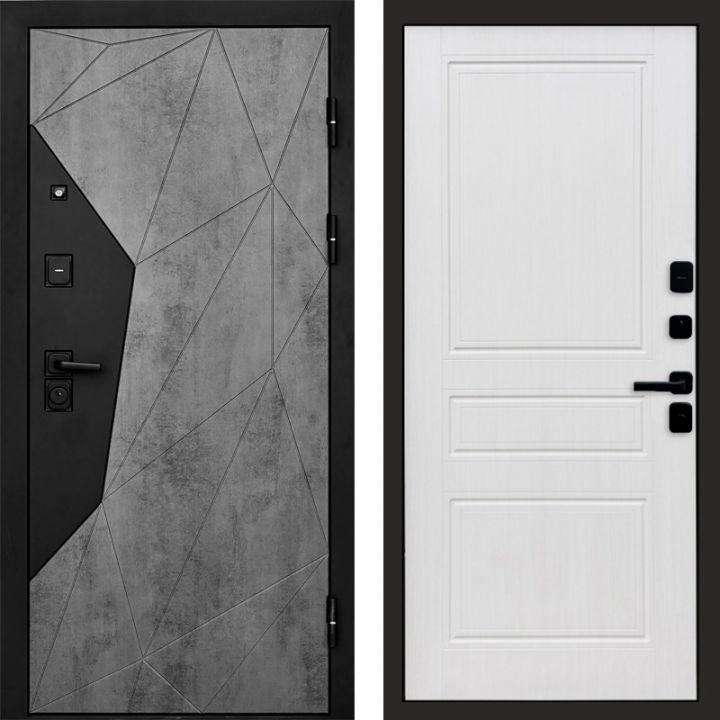 Входная дверь Termo-door Авангард Бетон - Классика Белое дерево