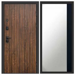 Входная дверь Termo-door Твист Дуб style - Широкое Зеркало Фацет Черный кварц