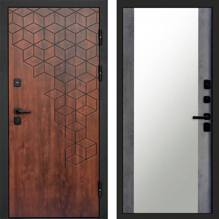 Входная дверь Termo-door Спейс Дуб патина - Зеркало Бетон темный