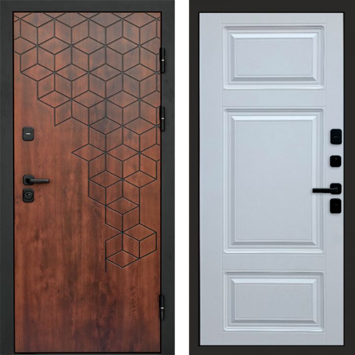 Входная дверь Termo-door Спейс Дуб патина - Лион Белый софт