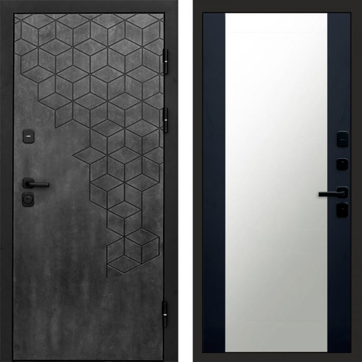 Входная дверь Termo-door Спейс Бетон патина - Зеркало Черный кварц+тонировка