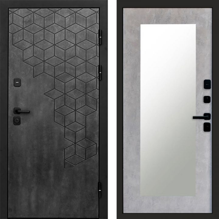 Входная дверь Termo-door Спейс Бетон патина - Зеркало триумф Бетон светлый