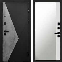 Входная дверь Termo-door Матрикс Бетон - Широкое Зеркало Фацет Белый софт