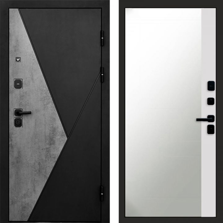 Входная дверь Termo-door Матрикс Бетон - Широкое Зеркало Фацет Белый софт