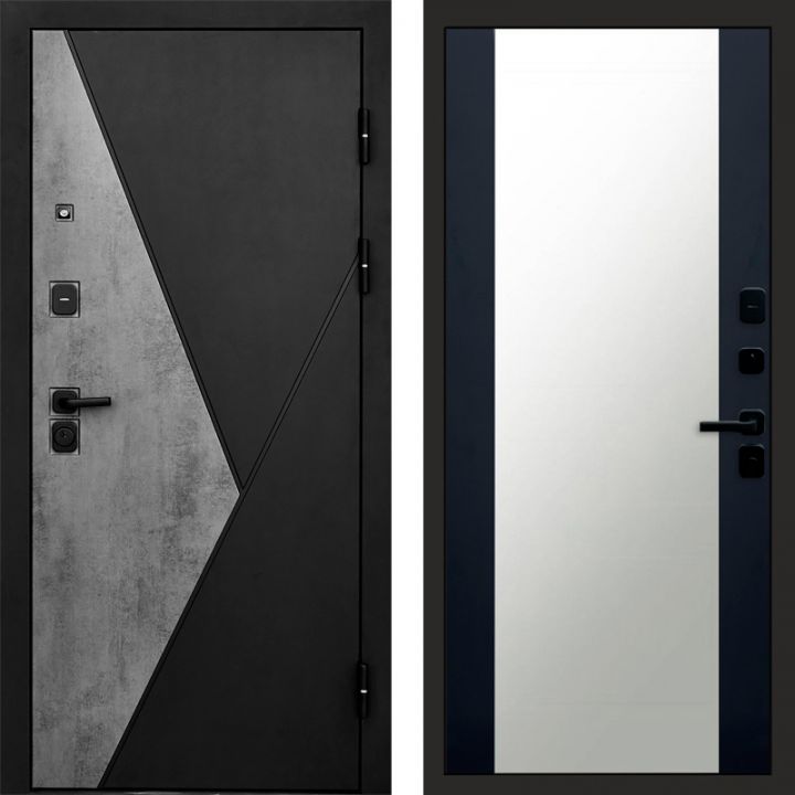 Входная дверь Termo-door Матрикс Бетон - Зеркало Черный кварц+тонировка