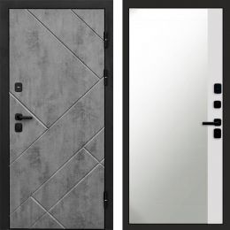 Входная дверь Termo-door Стоун Бетон - Широкое Зеркало Фацет Белый софт