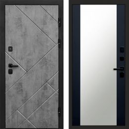 Входная дверь Termo-door Стоун Бетон - Зеркало Черный кварц+тонировка