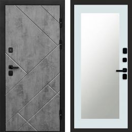 Входная дверь Termo-door Стоун Бетон - Зеркало триумф Белый софт