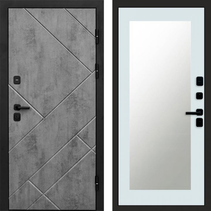 Входная дверь Termo-door Стоун Бетон - Зеркало триумф Белый софт