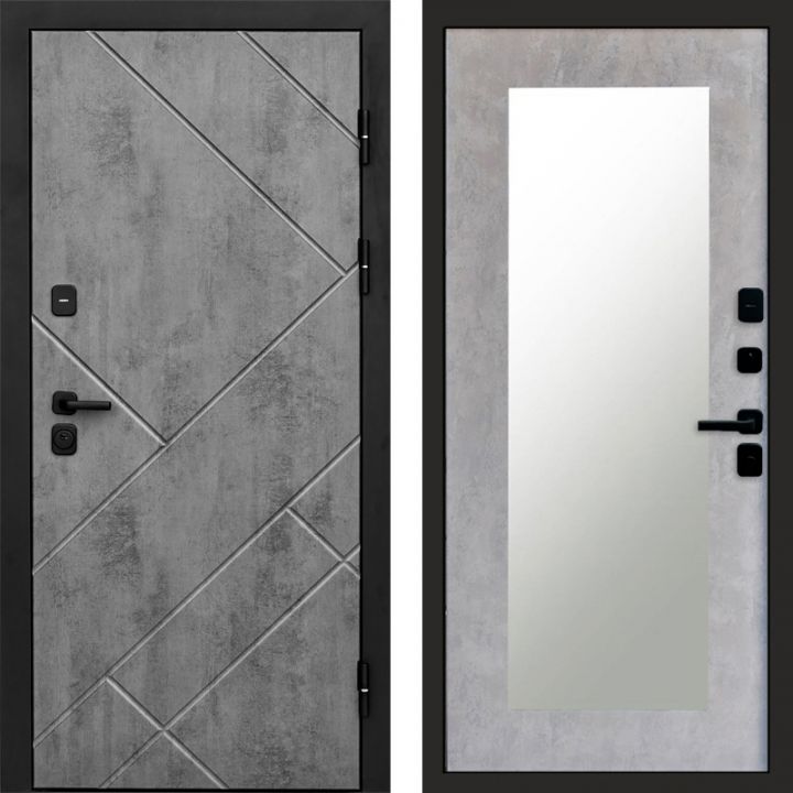 Входная дверь Termo-door Стоун Бетон - Зеркало триумф Бетон светлый