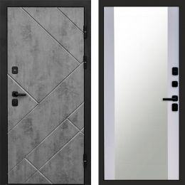 Входная дверь Termo-door Стоун Бетон - Зеркало Белый софт