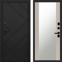 Входная дверь Termo-door Стоун Black - Зеркало Слоновая кость