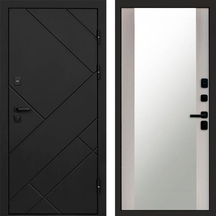 Входная дверь Termo-door Стоун Black - Зеркало Лиственница