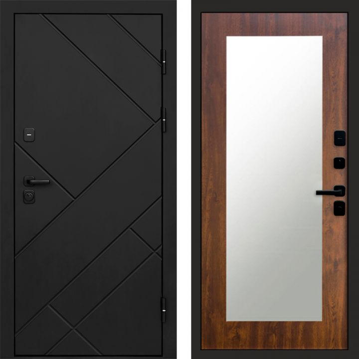 Входная дверь Termo-door Стоун Black - Зеркало триумф Дуб