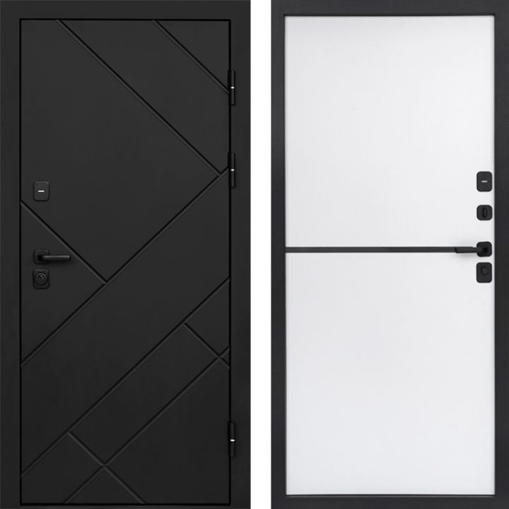 Входная дверь Termo-door Стоун Black - Нео White