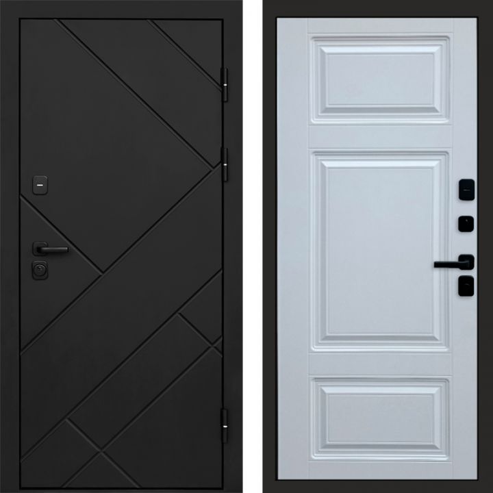Входная дверь Termo-door Стоун Black - Лион Белый софт