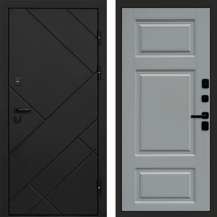 Входная дверь Termo-door Стоун Black - Лион Грей софт