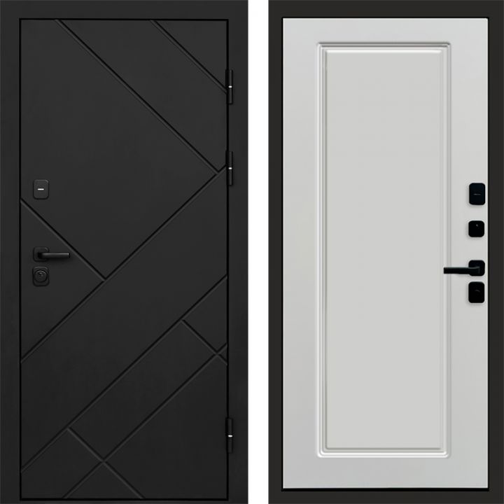Входная дверь Termo-door Стоун Black - Гранд Белый софт