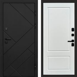 Входная дверь Termo-door Стоун Black - Марсель Белый софт
