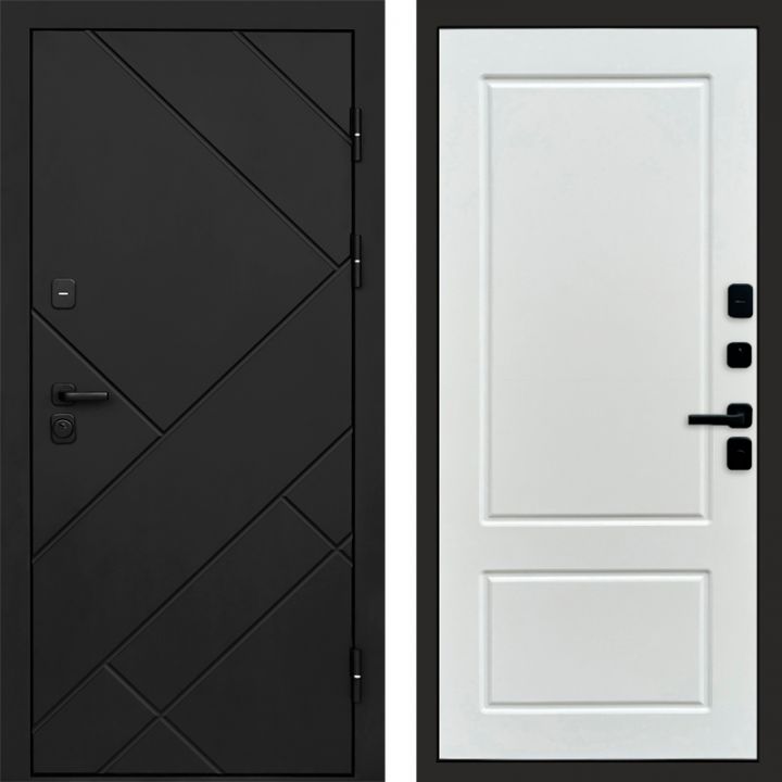 Входная дверь Termo-door Стоун Black - Марсель Белый софт