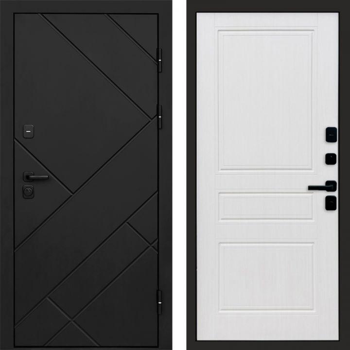 Входная дверь Termo-door Стоун Black - Классика Белое дерево