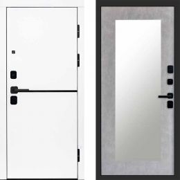 Входная дверь Termo-door Тренд WHITE - Зеркало триумф Бетон светлый