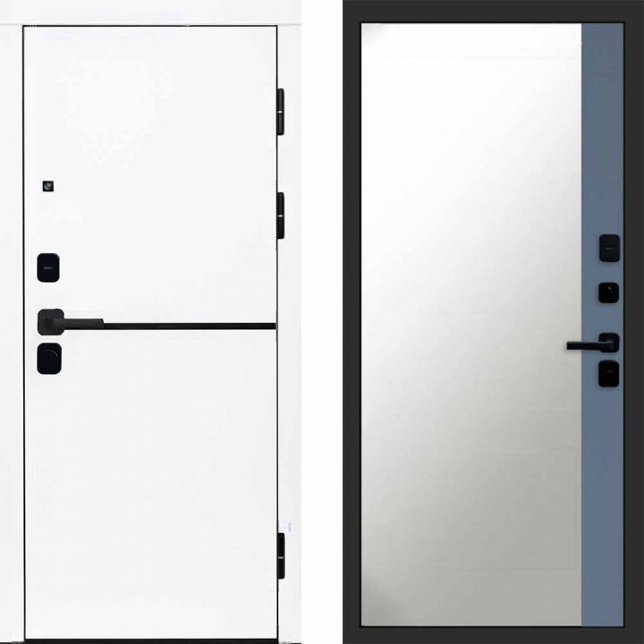 Входная дверь Termo-door Тренд WHITE - Широкое Зеркало Фацет Грей софт