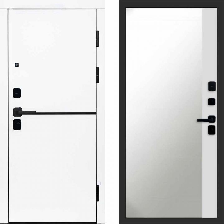 Входная дверь Termo-door Тренд WHITE - Широкое Зеркало Фацет Белый софт