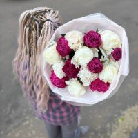 Акция! пионы цвет микс в круглой упаковке (от 11 шт)
