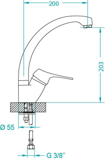Смеситель для кухни Alveus GENESIS GM 230 G91 AQ 1123741 схема 2