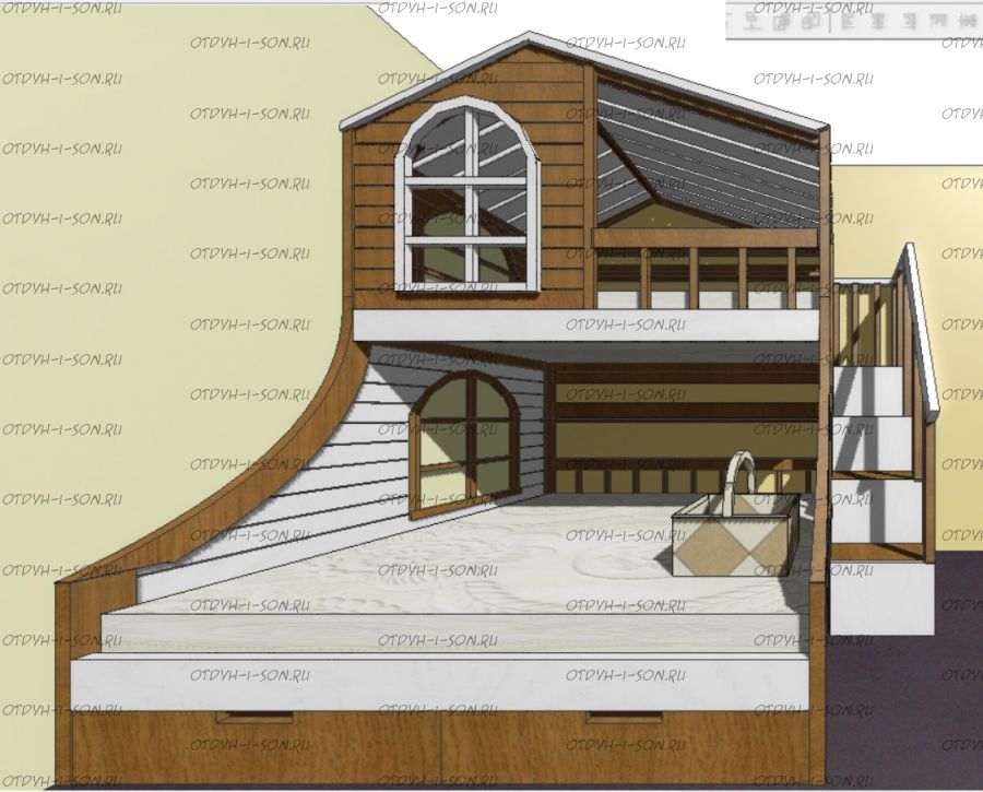 Кровать двухъярусная Принцесса Домик №21IYR