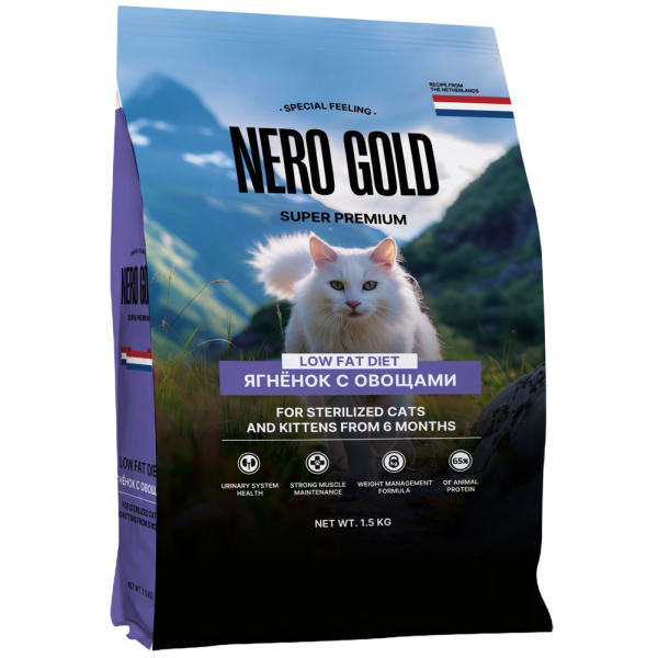 Сухой корм для стерилизованных кошек Nero Gold Super Premium с ягненком
