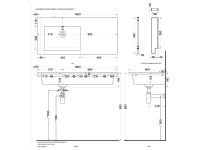 Cielo Era мойка 1000х460х140 мм, накладная/подвесная, чаша слева, без отверстия для смесителя, без перелива, в комплекте крепление схема 3