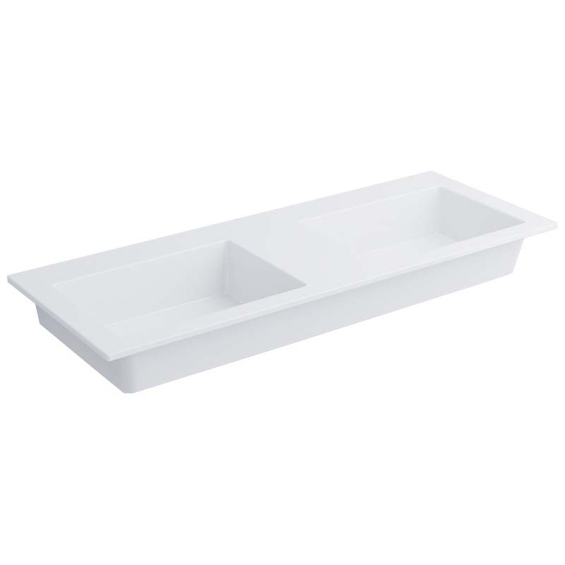 Изображение Cielo Era мойка 1200х460х140 мм, накладная/подвесная, 2 чаши, без отверстия для смесителя, без перелива, в комплекте крепление