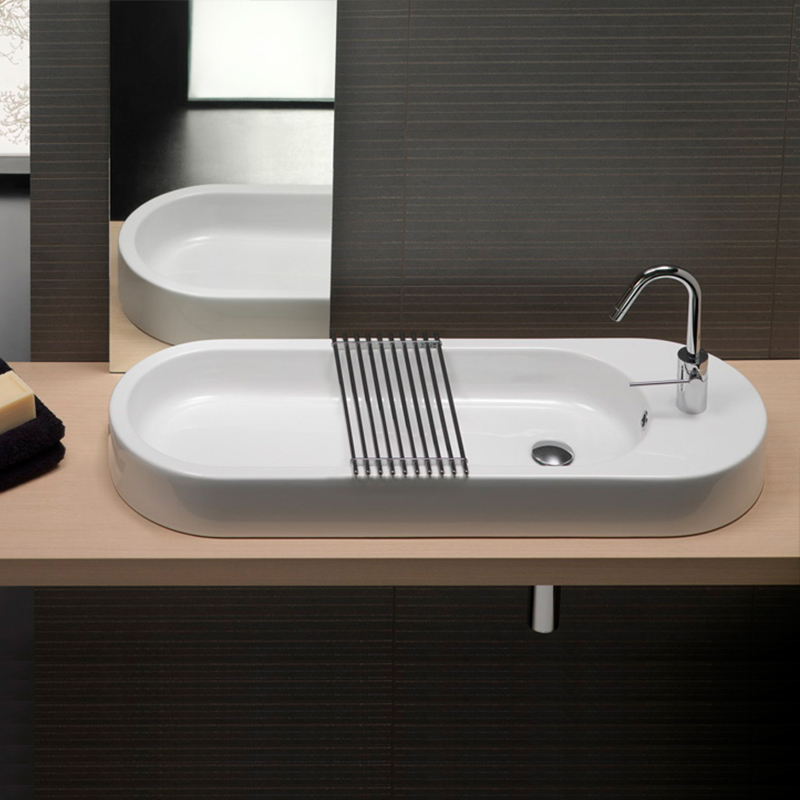 Cielo I Narcisi раковина 760х500х165 мм, без отверстий для смесителя, с боковым местом под элемент "Make Up"