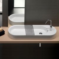 Cielo I Narcisi раковина 760х500х165 мм, без отверстий для смесителя, с боковым местом под элемент "Make Up" схема 1