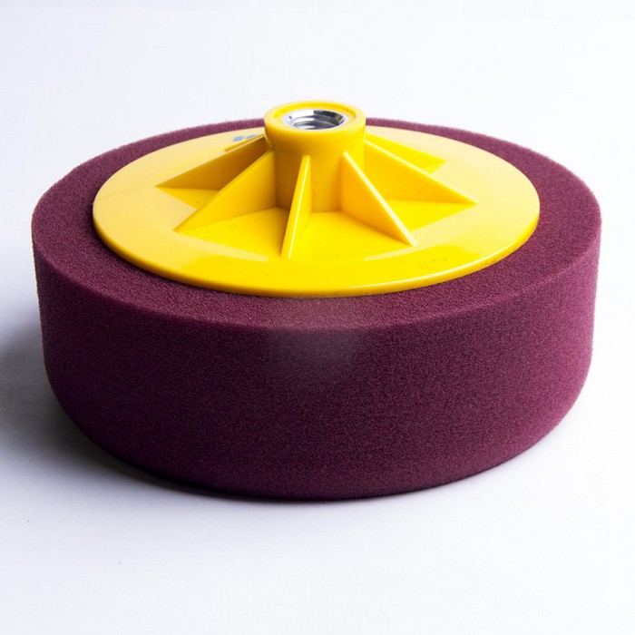 Icar Medium hard MAROON Полировальный круг с резьбой M14 из поролонa T50mm среднежесткий бордовый, D150мм.