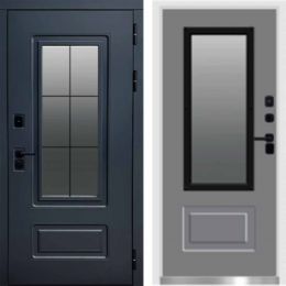 Входная дверь Termo-door Эверест - Грей софт с терморазрывом и стеклопакетом, белый короб