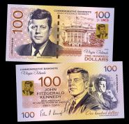 100 долларов (Dollars) — Джон Кеннеди. 35 президент США. Виргинские острова.Памятная банкнота. UNC Oz Msh Ям